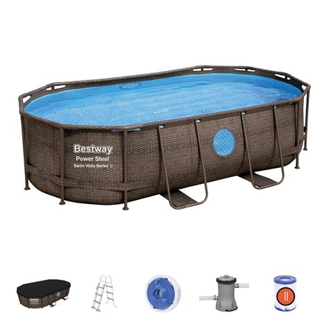 Piscine hors sol ovale Power Steel Swim Vista rotin 